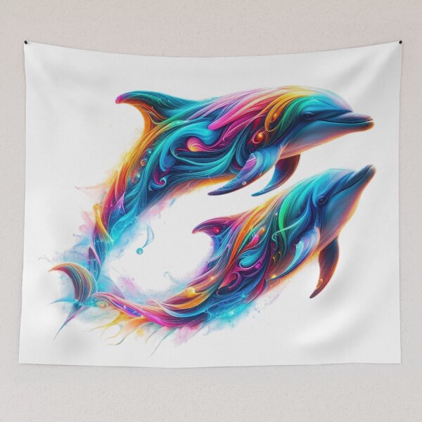 Item preview, The Luminous Dance of Dolphins designed and sold by GloriousArtSKD.