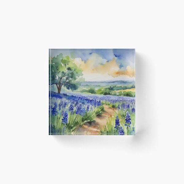 Item preview, Texas Hill Country Blue Bonnet Watercolor designed and sold by Magnolia Valley Art.