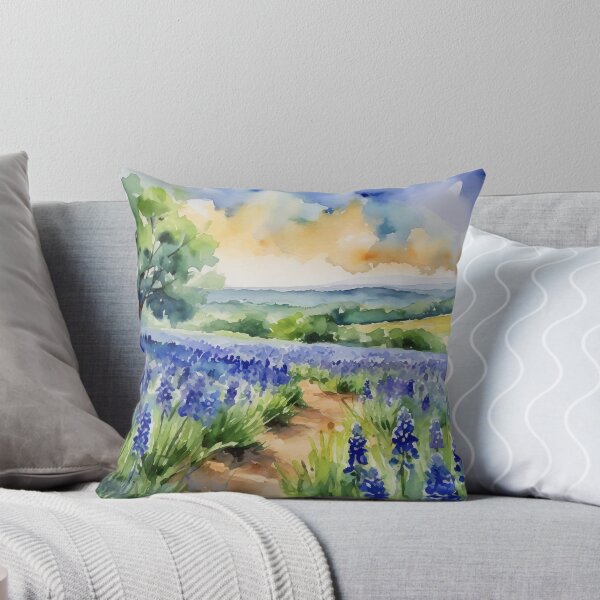 Item preview, Texas Hill Country Blue Bonnet Watercolor designed and sold by Magnolia Valley Art.