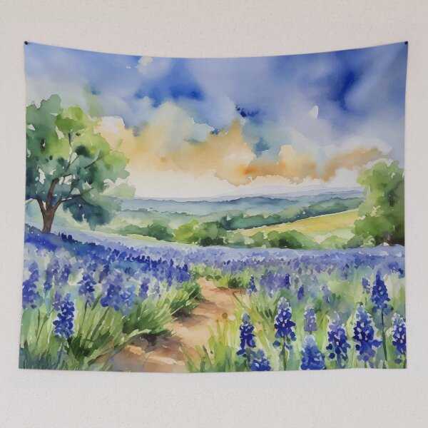 Item preview, Texas Hill Country Blue Bonnet Watercolor designed and sold by Magnolia Valley Art.