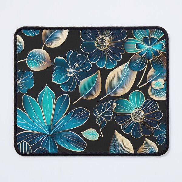 Item preview, Whimsical Floral Pattern in Hues of Turquoise and Teal with Metallic Elements designed and sold by Juliette Ozkalfayan.