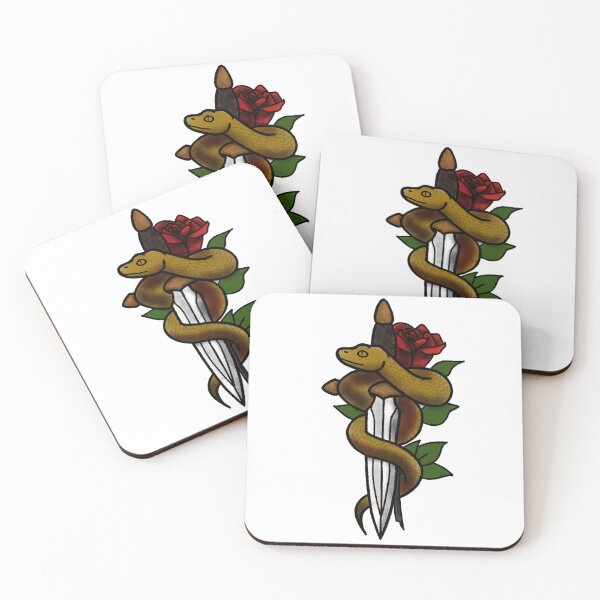 Item preview, Roses snakes and daggers tattoo style designed and sold by LeahcarsArt.