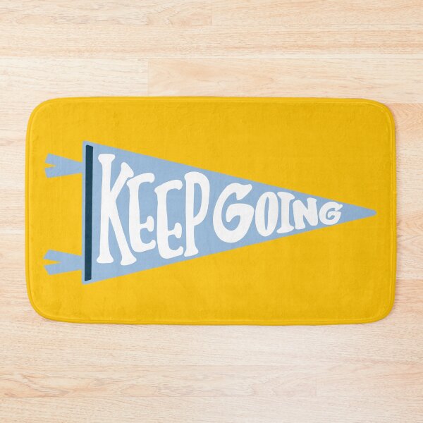 Item preview, KEEP GOING Light Blue Pennant Flag on mustard yellow designed and sold by Giulia  Palazzo.