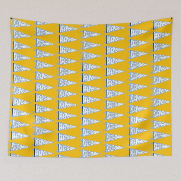 Item preview, KEEP GOING Light Blue Pennant Flag on mustard yellow designed and sold by Giulia  Palazzo.