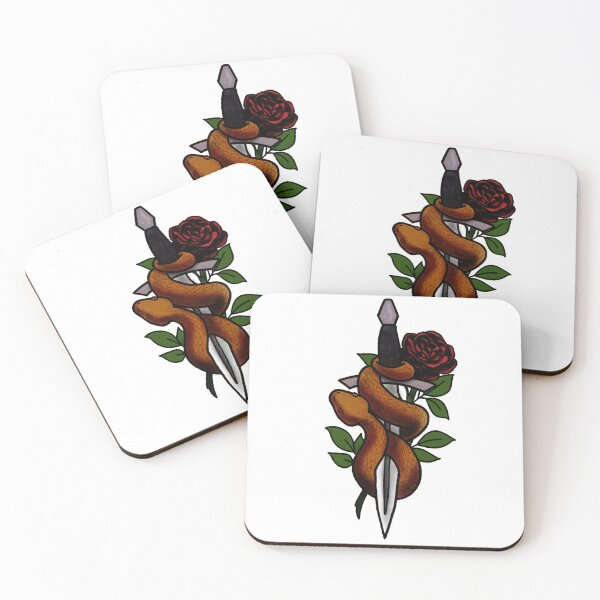 Item preview, Roses snakes and daggers tattoo style designed and sold by LeahcarsArt.
