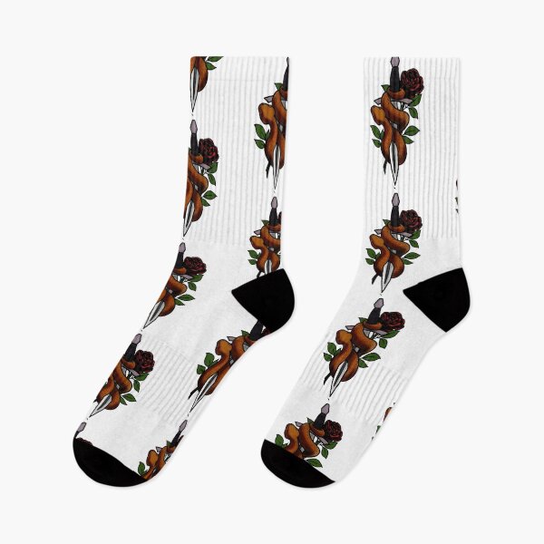 Item preview, Roses snakes and daggers tattoo style designed and sold by LeahcarsArt.