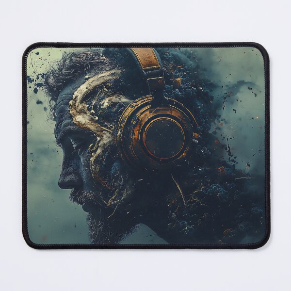 Item preview, man headphones gold blue green HQ domin.art designed and sold by dejco.art.