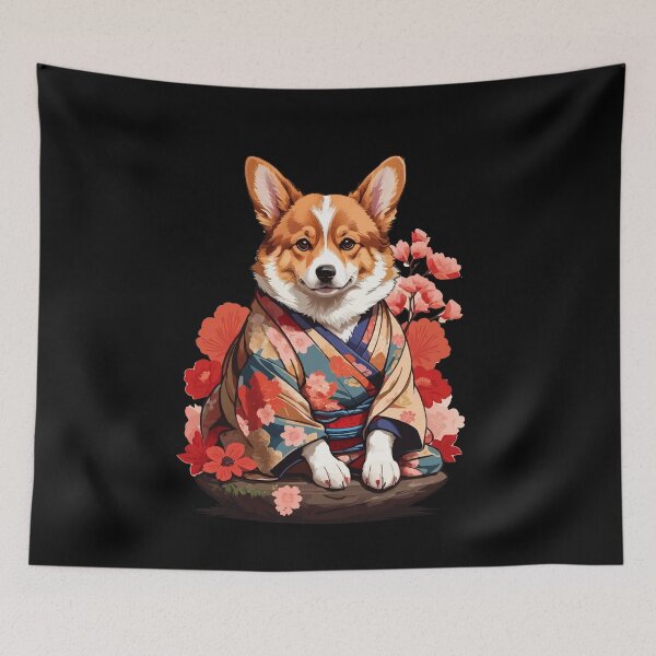 Item preview, Corgi Kimono Samurai Traditional Japanese Anime Art Ninja designed and sold by Dressed For  Duty.