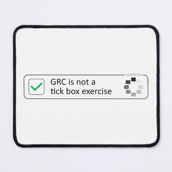 Item preview, GRC is not a tick box exercise - cybersecurity cats governance risk and compliance (Light Background) designed and sold by cyberbcat.