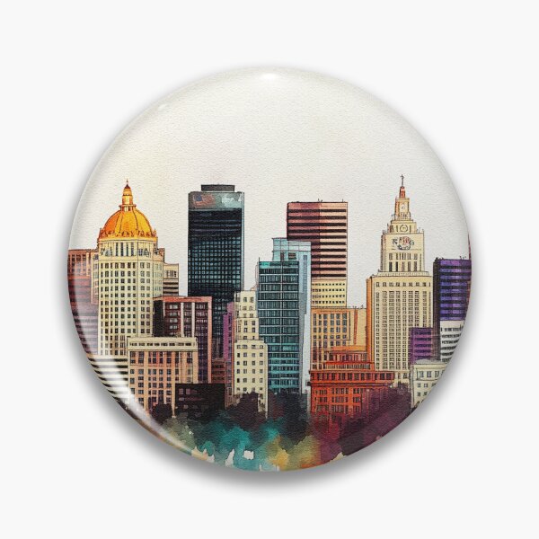 Item preview, Denver Skyline Watercolor Art - Vibrant Urban Cityscape Print designed and sold by Rocky Mountain Artistry.