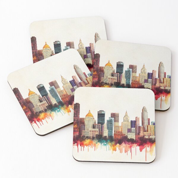 Item preview, Denver Skyline Watercolor Art - Vibrant Urban Cityscape Print designed and sold by Rocky Mountain Artistry.