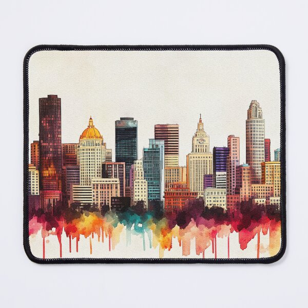 Item preview, Denver Skyline Watercolor Art - Vibrant Urban Cityscape Print designed and sold by Rocky Mountain Artistry.