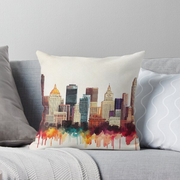 Item preview, Denver Skyline Watercolor Art - Vibrant Urban Cityscape Print designed and sold by Rocky Mountain Artistry.