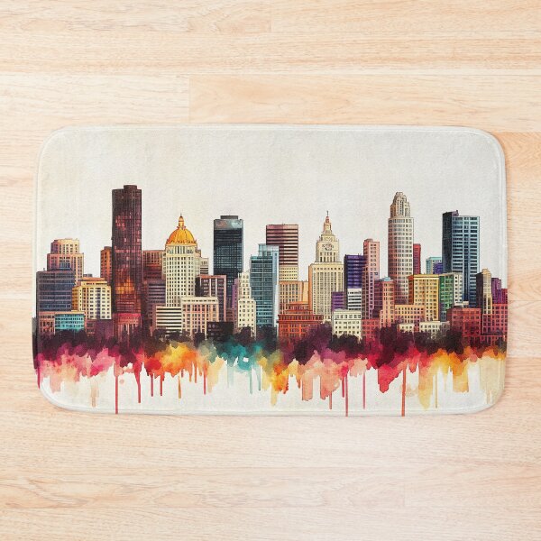 Item preview, Denver Skyline Watercolor Art - Vibrant Urban Cityscape Print designed and sold by Rocky Mountain Artistry.