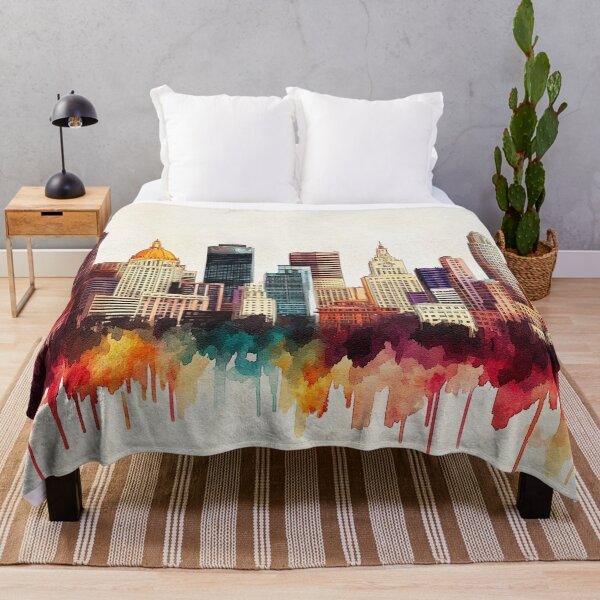 Item preview, Denver Skyline Watercolor Art - Vibrant Urban Cityscape Print designed and sold by Rocky Mountain Artistry.