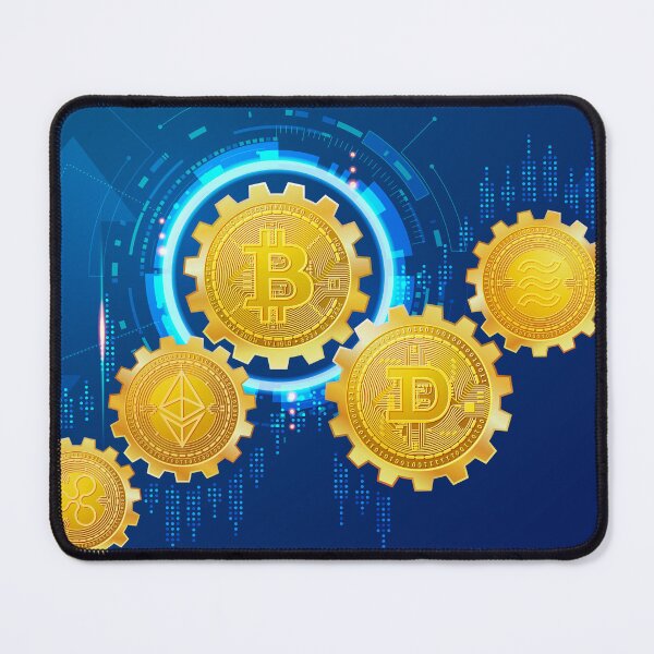 Item preview, cryptocurrency technology, bitcoin and crypto coins gear wheel stock market element designed and sold by NiamLab.