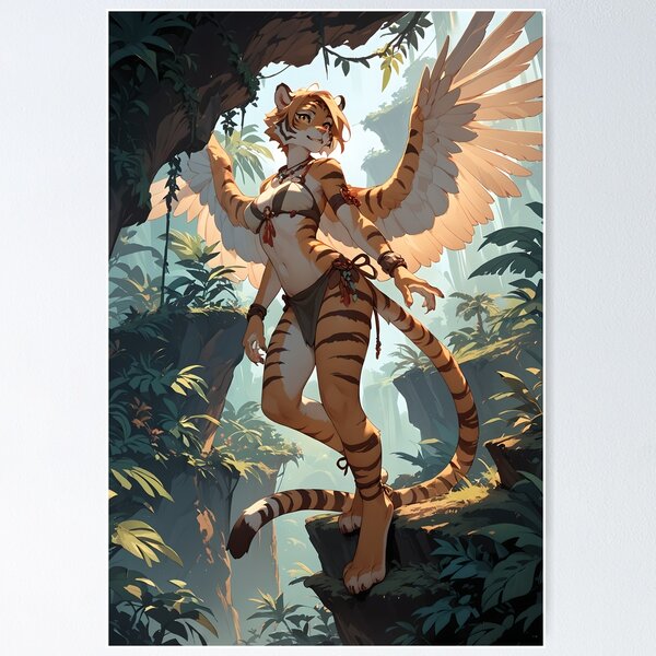 Item preview, Winged Anthro Tiger Girl designed and sold by CattoriHanzo.