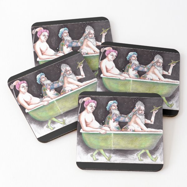 Item preview, bathtub - three men in bath designed and sold by FoolioArtStudio.