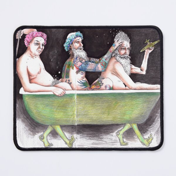 Item preview, bathtub - three men in bath designed and sold by FoolioArtStudio.