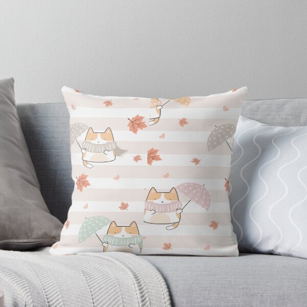 Item preview, Kawaii Autumn Cat Seamless designed and sold by vintageretrostyleshop.