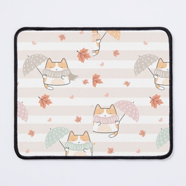 Item preview, Kawaii Autumn Cat Seamless designed and sold by vintageretrostyleshop.