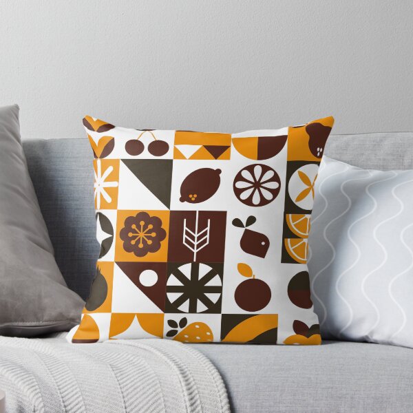 Item preview, Bauhaus-Inspired Mid-Century Modern Orange And Brown Fruit Pattern designed and sold by DEC02.