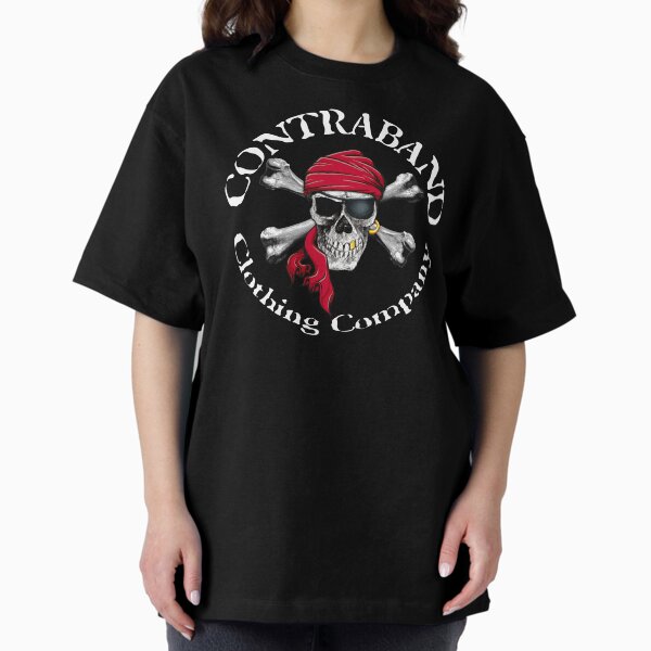 CONTRABAND - Red Bandana - Skull & Bones - Oval Logo Oversized T-Shirt