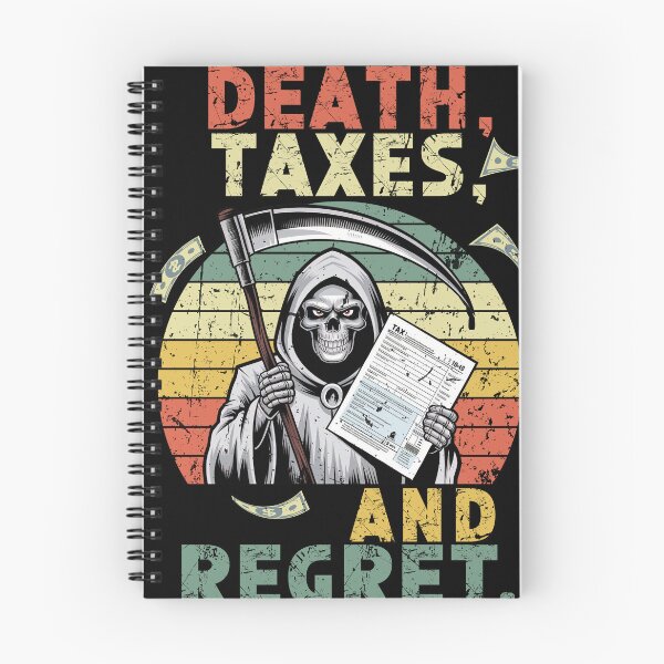 Item preview, Tax Day Regret Funny Grim Reaper 1040 Form Retro Sunset Tee designed and sold by boundlessly2art.
