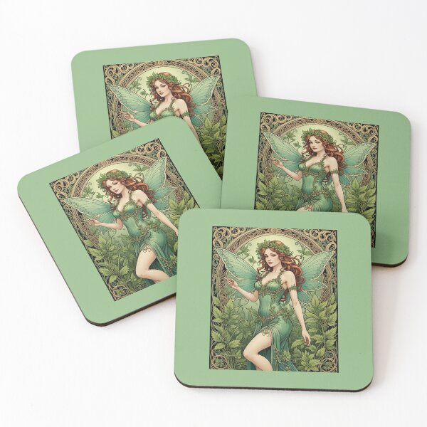 Item preview, Green Fairy with Flowers Art Nouveau Marijuana Ganja Cannabis Weed Pot Leaf Stoner Girl Smoker High 420 designed and sold by SteamParliament.
