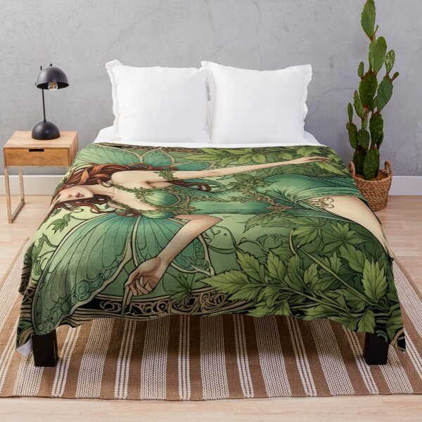 Item preview, Green Fairy with Flowers Art Nouveau Marijuana Ganja Cannabis Weed Pot Leaf Stoner Girl Smoker High 420 designed and sold by SteamParliament.