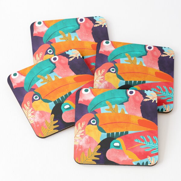 Item preview, Toucan Flock | Watercolor Modern Bohemian Wildlife Jungle Birds Colorful Painting designed and sold by 83oranges.com.
