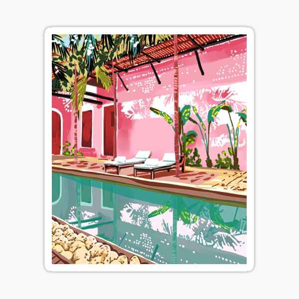 Artikel-Vorschau von Vacay-Villa | Blush Pink Sommerarchitektur | Tropisches Reisegebäude | Palm Bohemian Resort, designt und verkauft von 83oranges.