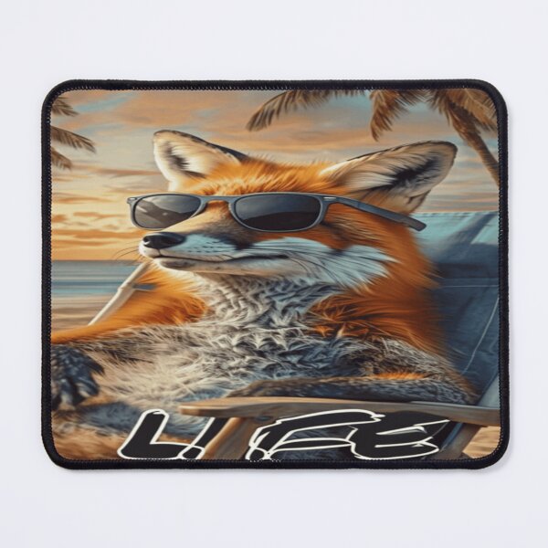 Item preview, fox lounges on a sunlit beach LIFE designed and sold by Mindful56.