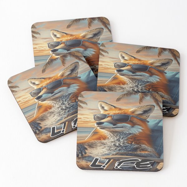 Item preview, fox lounges on a sunlit beach LIFE designed and sold by Mindful56.