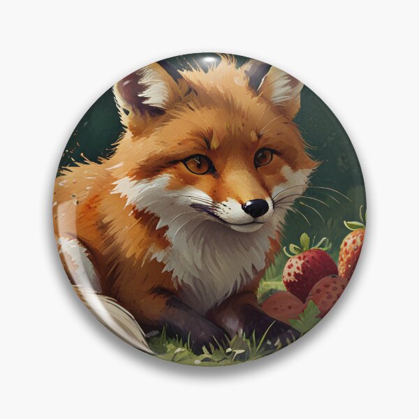 Item preview, A cheerful fox with a body made of ripe strawberries designed and sold by Nickyayee.