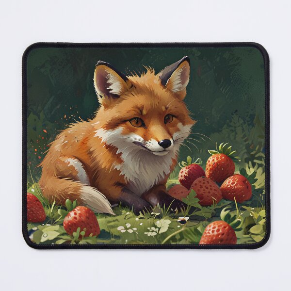 Item preview, A cheerful fox with a body made of ripe strawberries designed and sold by Nickyayee.