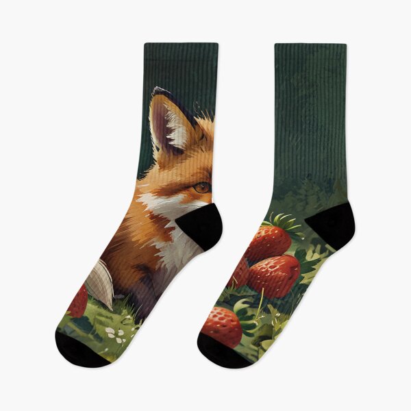 Item preview, A cheerful fox with a body made of ripe strawberries designed and sold by Nickyayee.