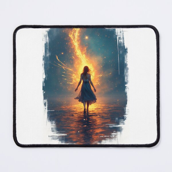 Item preview, Mystical Woman Walking Into Fire – Surreal Fantasy Art designed and sold by Thread-Verse.