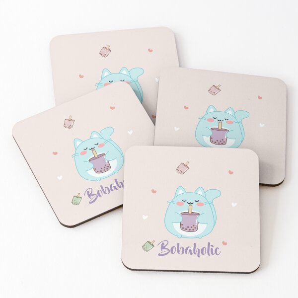 Item preview, Cute Bobaholic Lunar Cat Drinking Boba Milk Tea Illustration designed and sold by Magical Journey with Lunar - Embrace, Feel & Live the Magic.