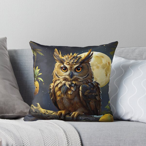Item preview, Wise Owl with Pineapple Feathers Under the Moonlight designed and sold by Nickyayee.