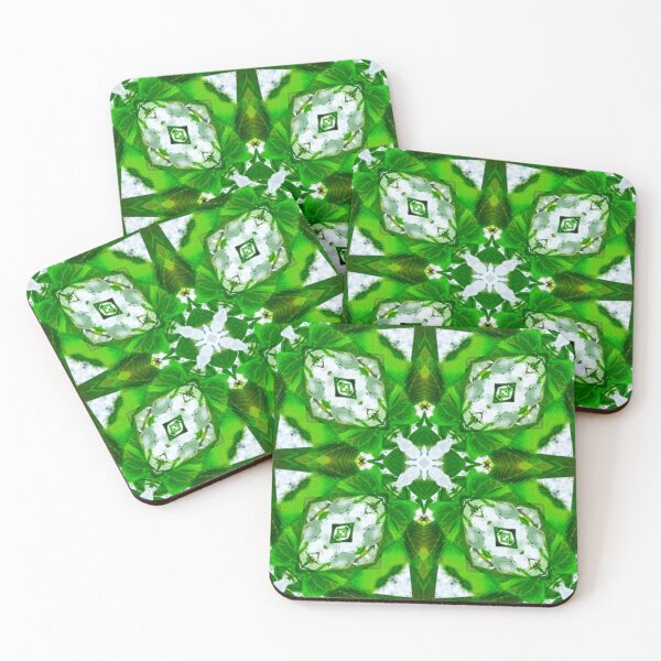 Item preview, Bright Green and White Kaleidoscope with Leaf Crosses designed and sold by KaleidoscopeMeg.