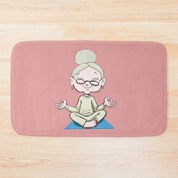 Aperçu de l'œuvre Grand-mère en pyjama faisant du yoga sur un tapis créée et vendue par duxpavlic.
