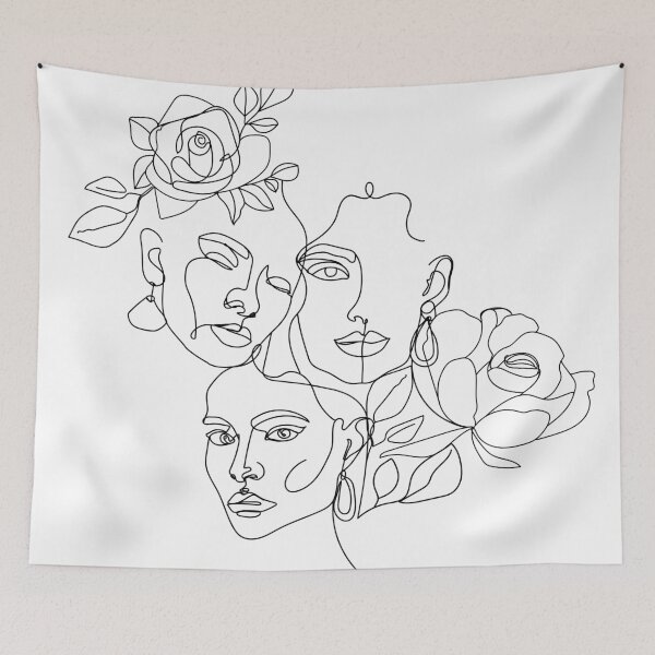 Item preview, Minimal women's line art. Illustration with one line woman face, flowers and leaves.  designed and sold by CoCoArt-Ua.