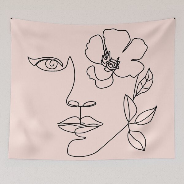 Item preview, Minimal woman line art. One line woman face with flower. designed and sold by CoCoArt-Ua.