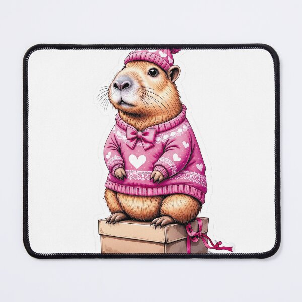 Item preview, Capybara wearing a pink sweater  designed and sold by Shjamezlaush Milicevic.