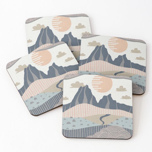 Item preview, Serene harmonious Japandi style landscape linen textured medium 2 designed and sold by Designsbyluzia.