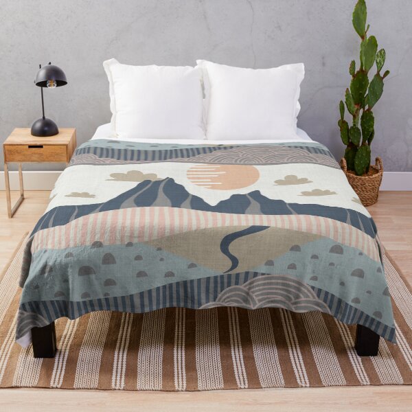 Item preview, Serene harmonious Japandi style landscape linen textured medium 2 designed and sold by Designsbyluzia.
