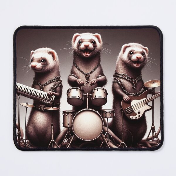 Item preview, Weasel animals playing metal music designed and sold by Dogandesighn.