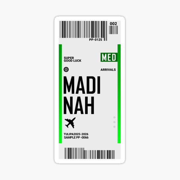 Item preview, Madinah Boarding Pass Saudi Arabia Travel Ticket Sticker designed and sold by TulipaGraphics.