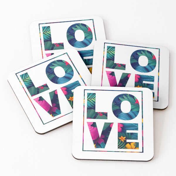 Item preview, LOVE Tropical Floral Typography | Bold Aesthetic Lettering Art designed and sold by MonaraStudio.